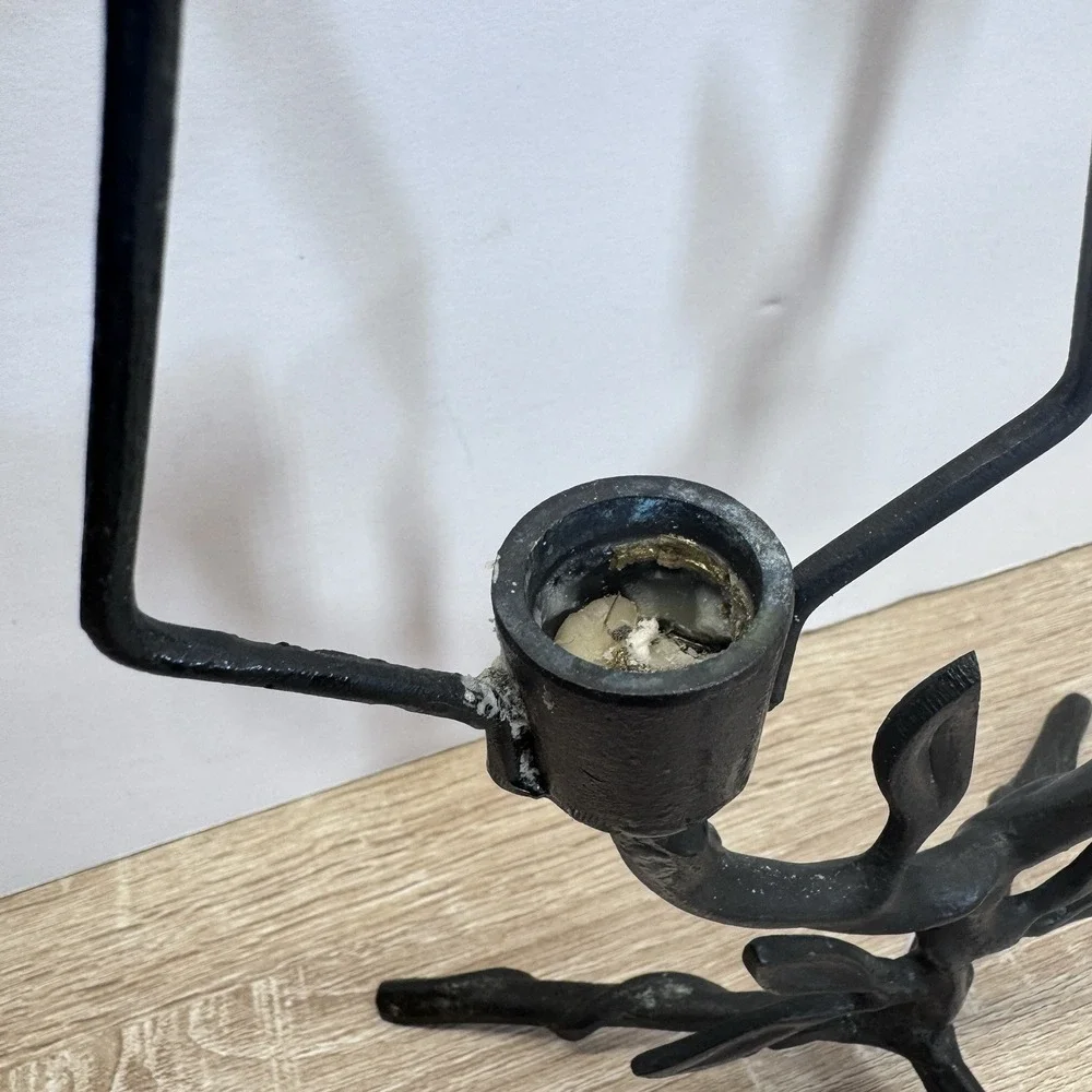 Benjara BM185945 Cast Iron Tree Branch 3 Taper Candle‎ Holder Black